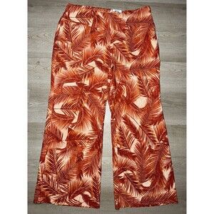 NWT INC International Concepts Women's 18W Palm Print Wide Leg Pant Linen 38x30